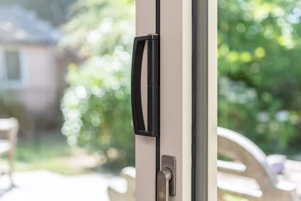 Aluminium bifold doors fully stacked, full aperture revealed