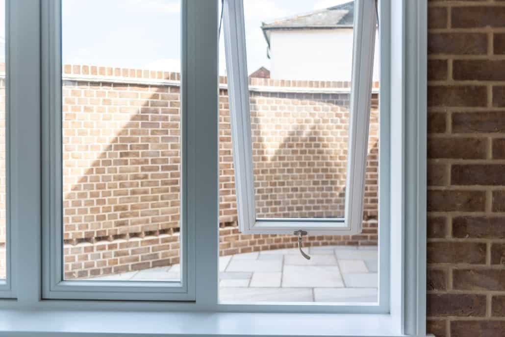 Bifold door detail and kitchen area leading to garden