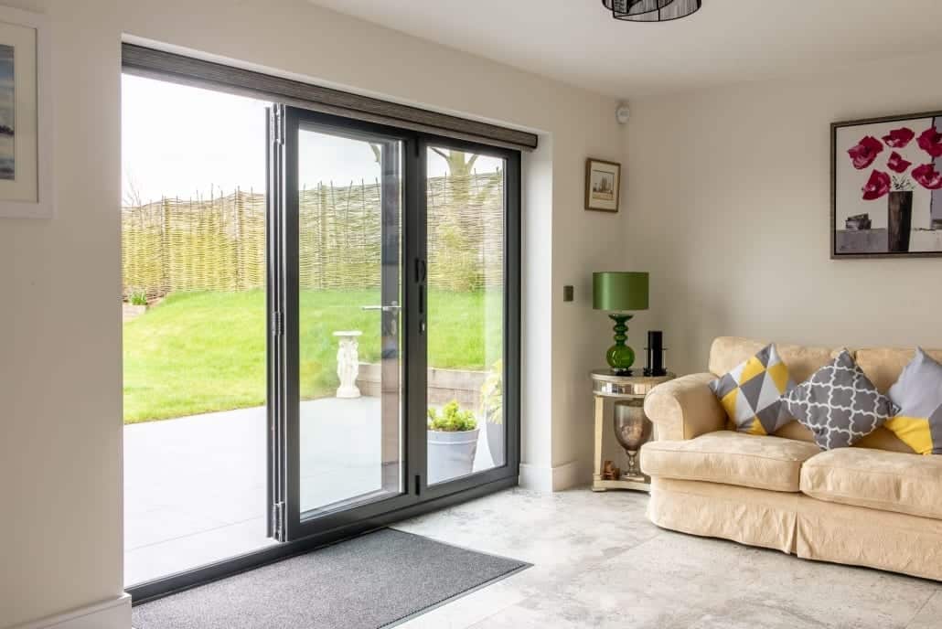 Origin bifold doors with cedar cladding, Hall of Light, Essex/Suffolk border