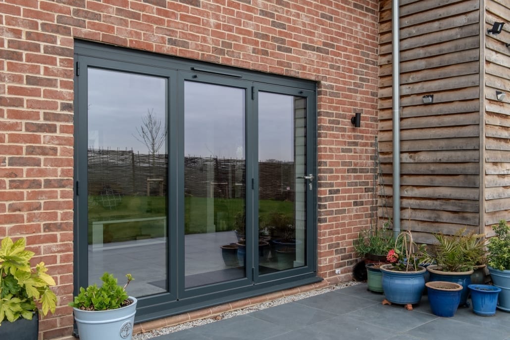 Origin aluminium bifold doors from the garden