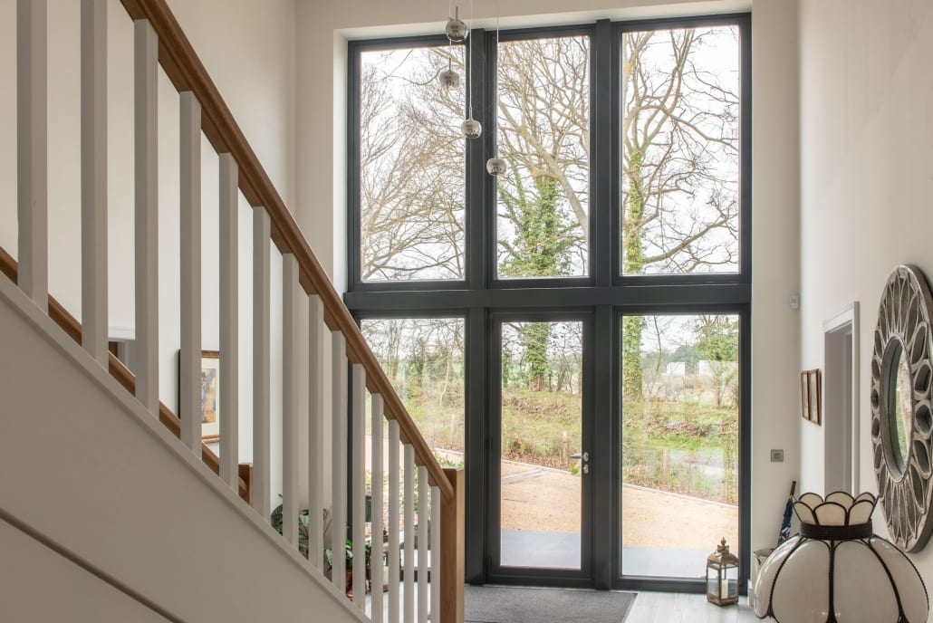 Interior view through Origin bifold doors, Hall of Light new-build