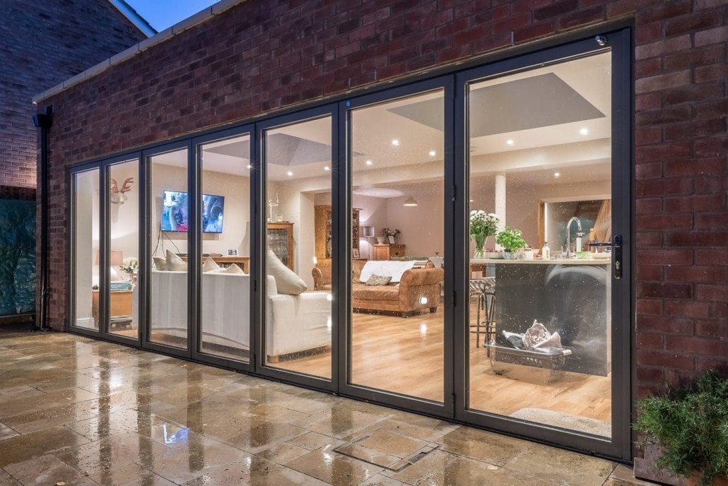 Two roof lanterns above the kitchen and dining area bringing in overhead light