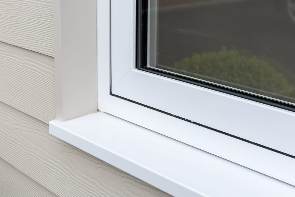 Duraflex flush sash windows, close-up of flat profile sightline