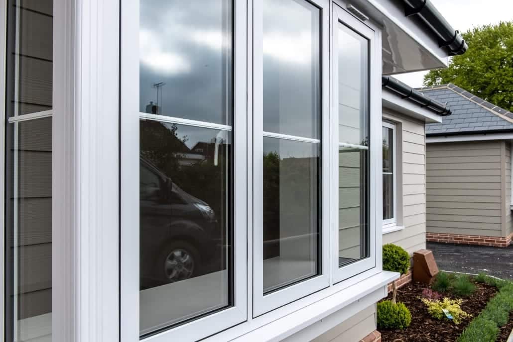 Duraflex flush sash windows, ground floor windows close-up