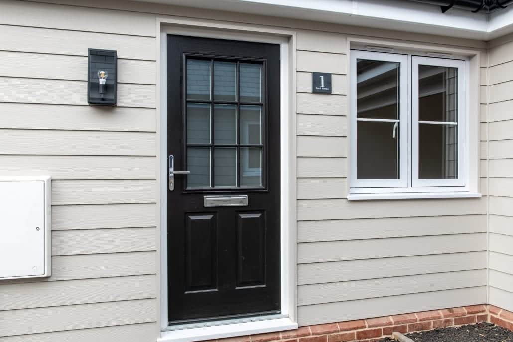 Solidor composite front door with Ultion lock, residential entrance
