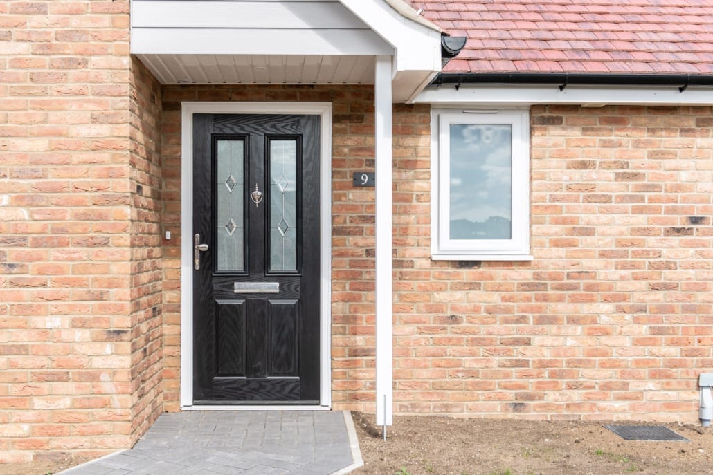 Close-up of Residor composite door on retirement bungalow