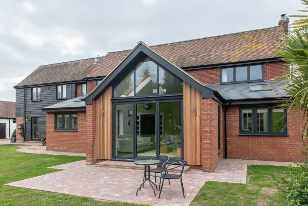 Full-height apex glazing in gable frame extension, One of Grey Gables