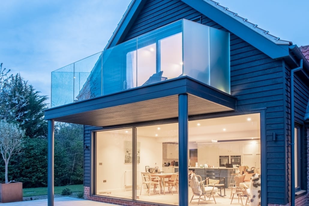 Origin aluminium windows and sliding doors on a Suffolk coast property