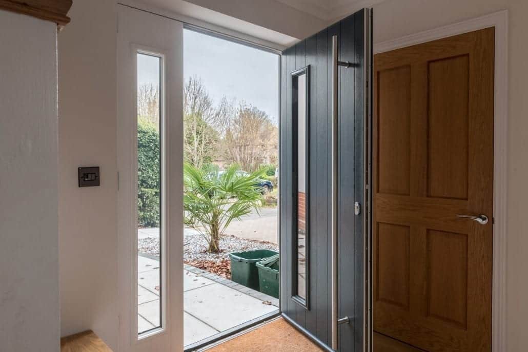 Side elevation showing flush sash windows and extension glazing