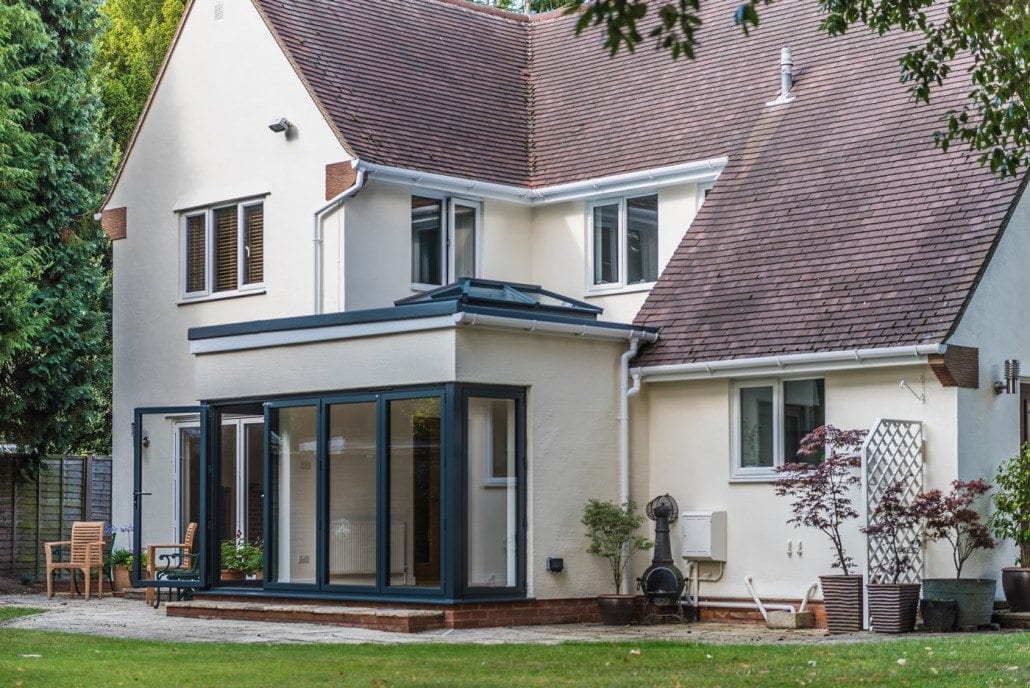 Interior view of Smarts bifold doors with light flooding into the conservatory space