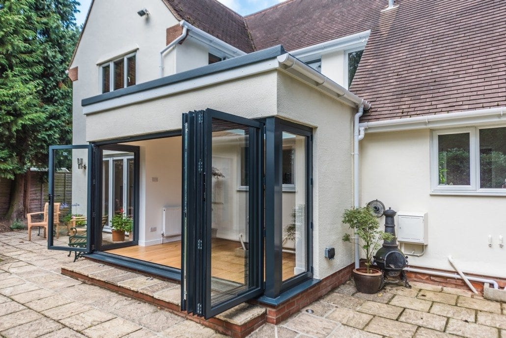 Smarts bifold doors and roof lantern, modern conservatory reinvented in Essex