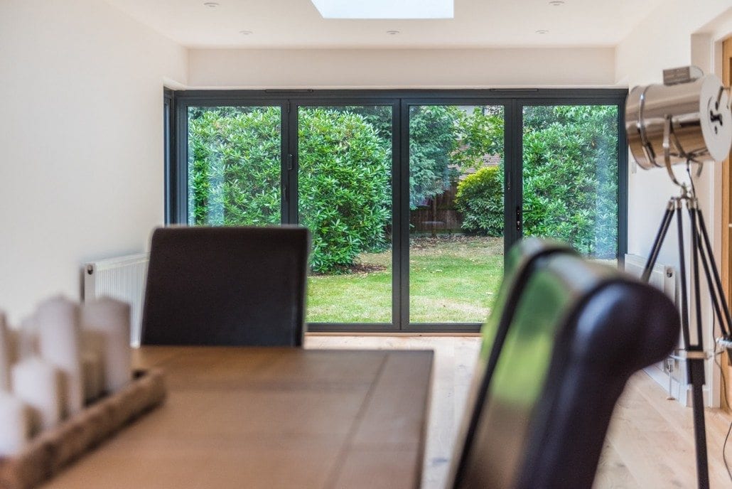 Completed conservatory reinvention with bifold doors and roof lantern, Kelvedon Essex