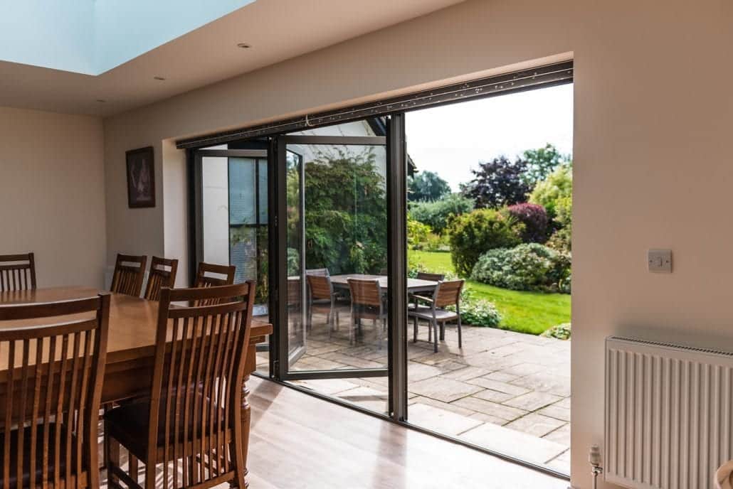 Smarts bifold doors swept back to reveal garden views, Skylit Masterpiece