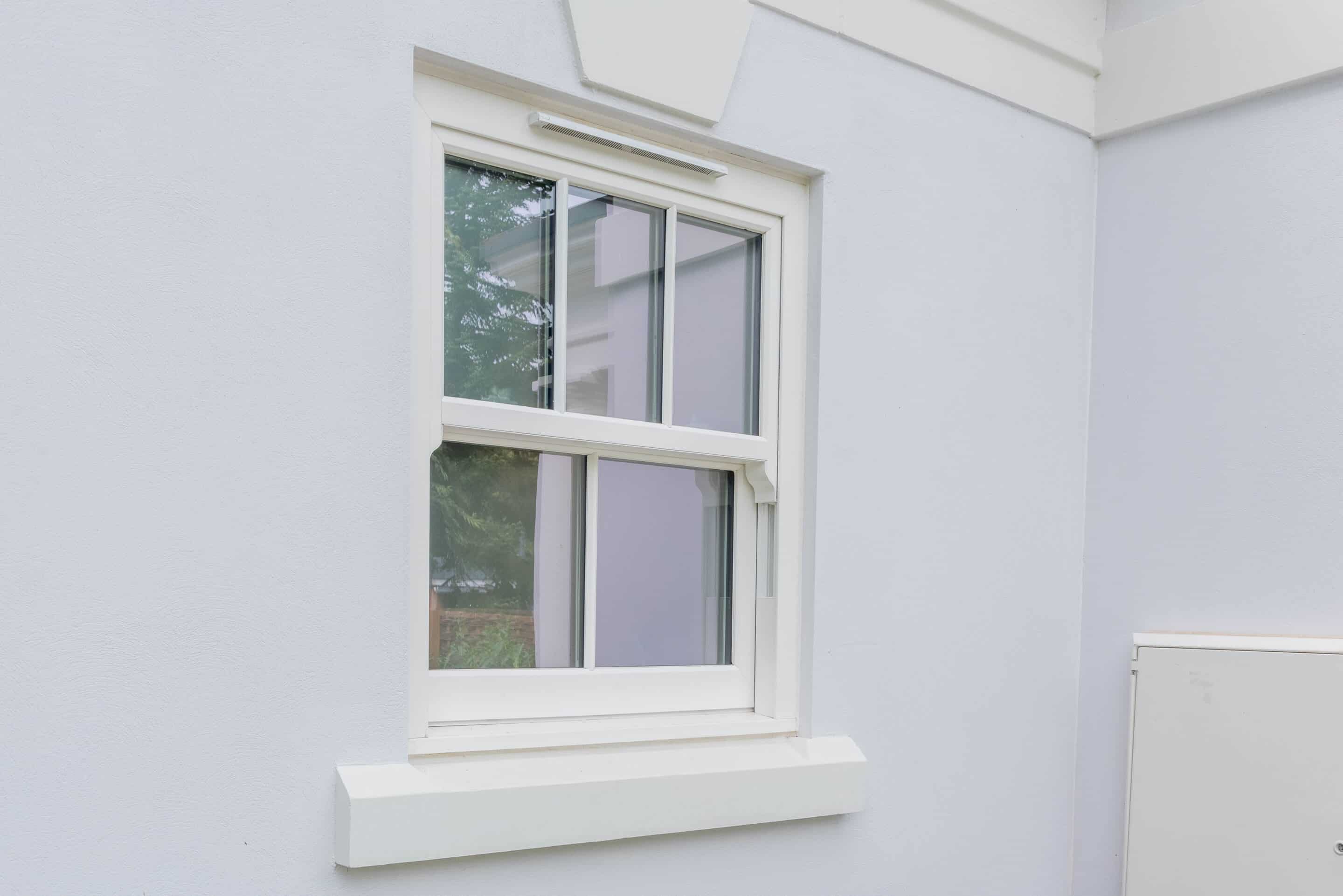 Close-up of Roseview Heritage vertical sliding sash window detail on the gatehouse