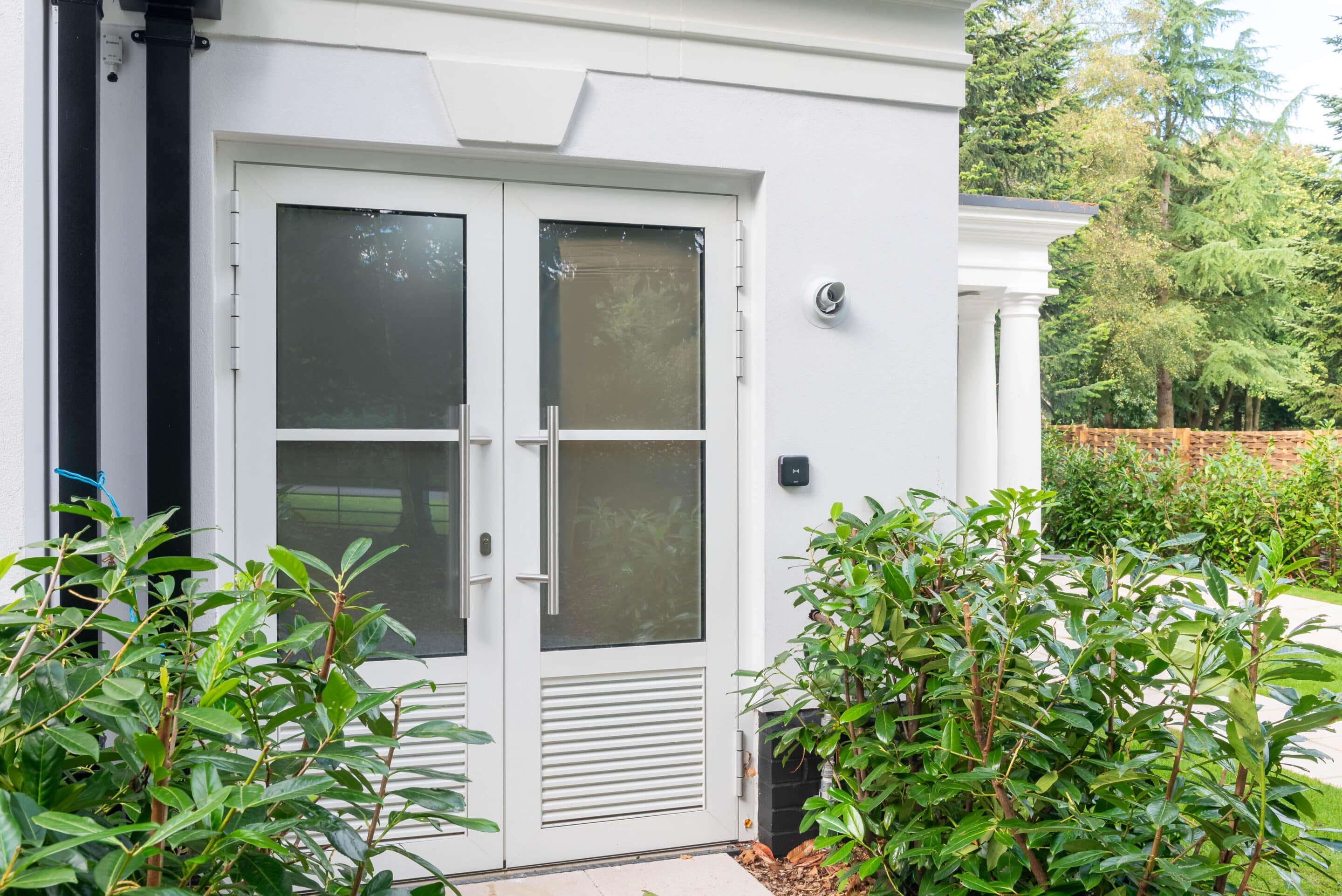 aluminium commercial entrance doors on the Kesgrave Hall gatehouse