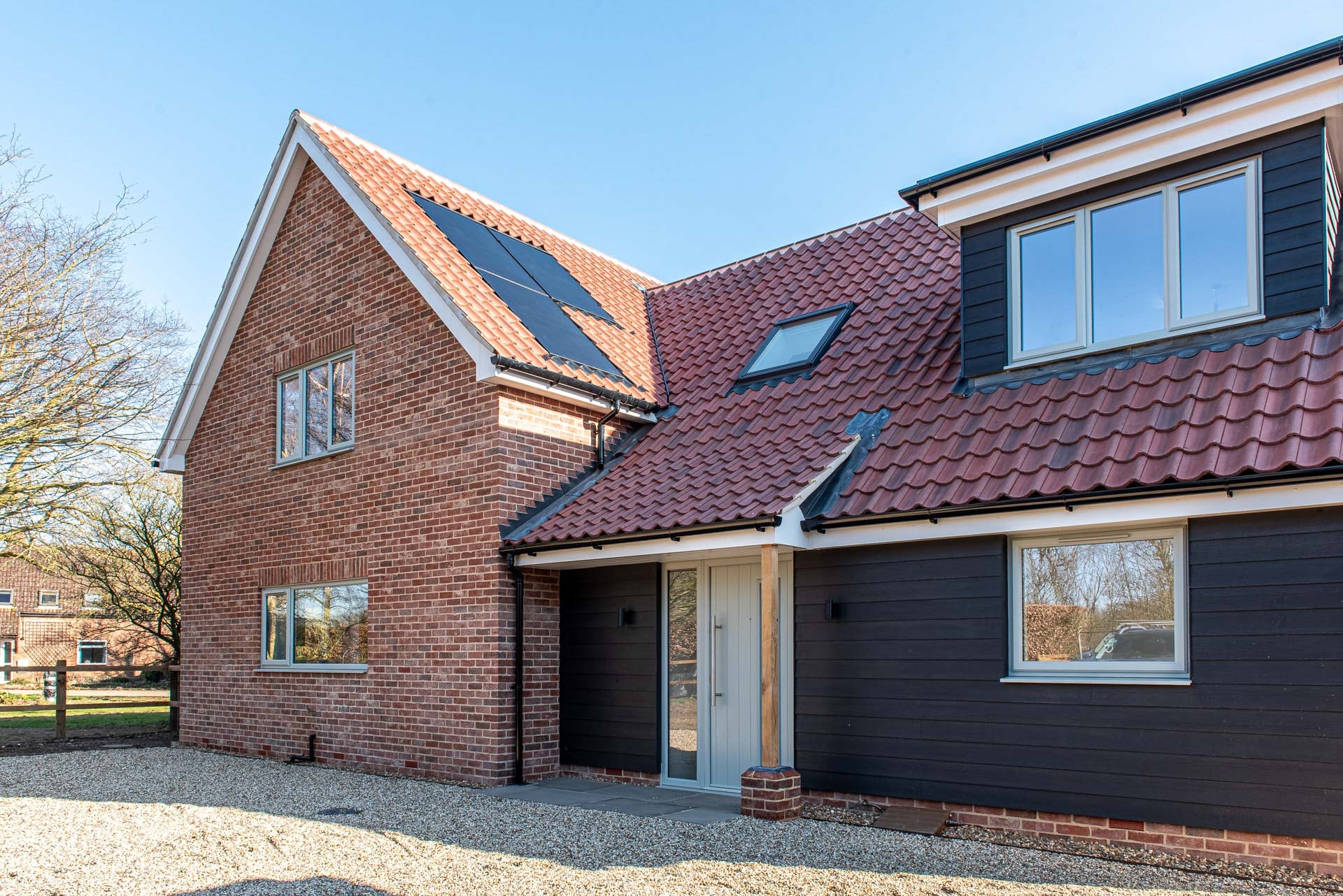 Solidor composite front door on Lawford farmhouse new-build