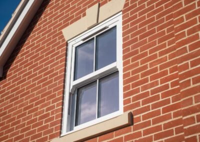 uPVC sash windows, front elevation new-build property