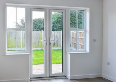 uPVC sash windows on new-build property, exterior view
