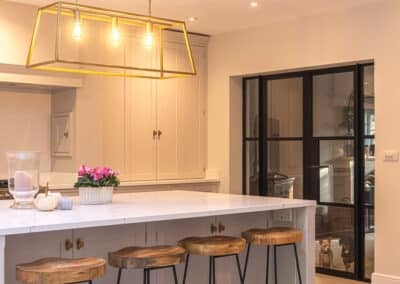 Black framed internal glazed screen in kitchen, Windows Etc Essex