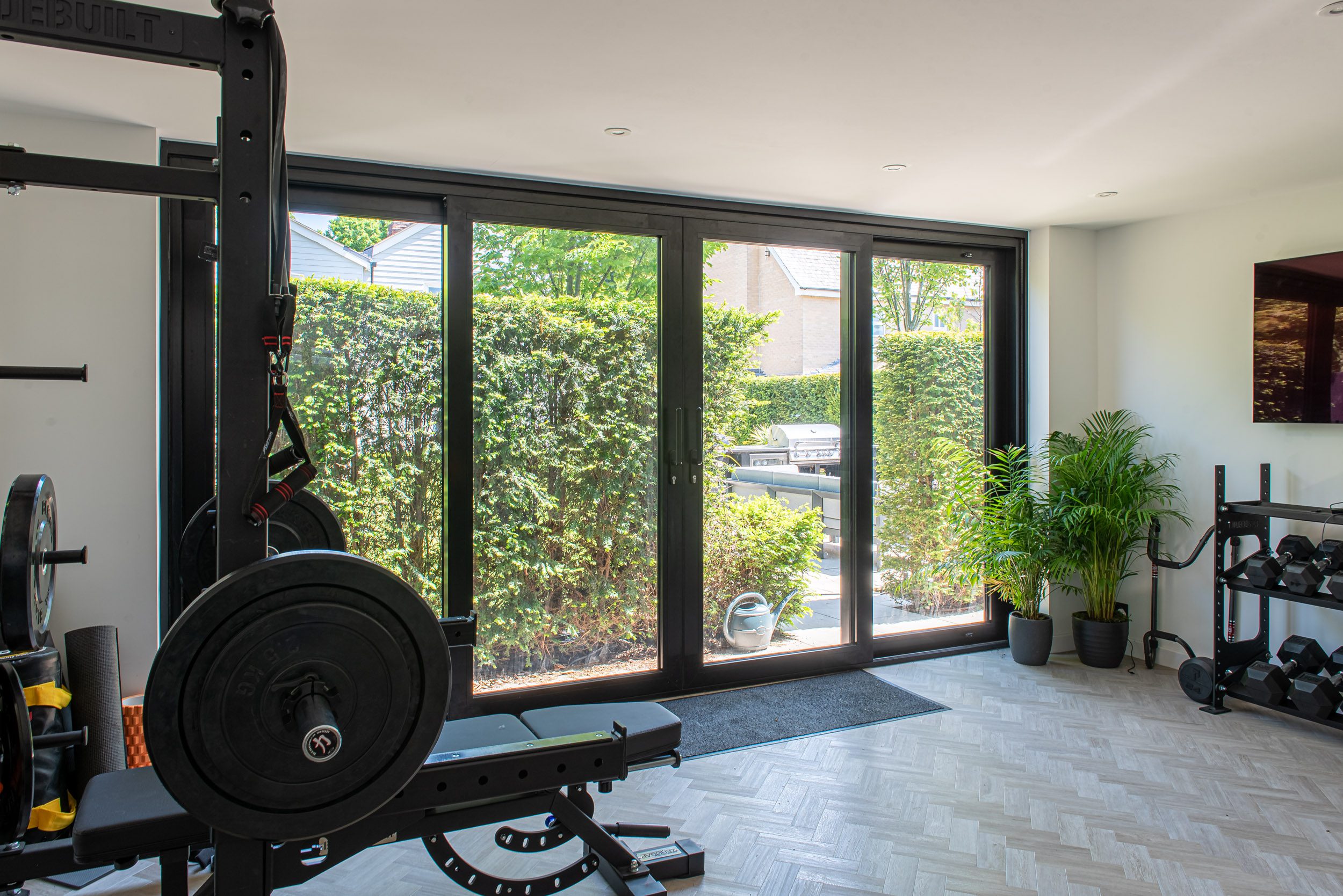 Commercial aluminium gable glazing on home office conversion