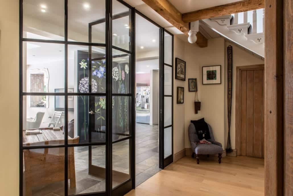 Exterior view of Smarts Heritage aluminium windows in the mixed-period extension