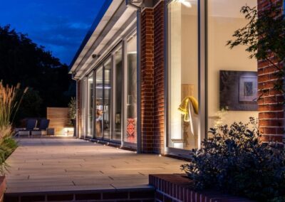 aïr lift-and-glide doors open to garden, Crowning Glory Suffolk project