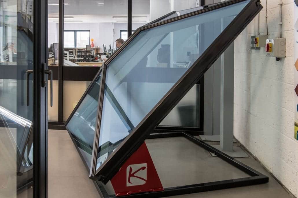 Korniche roof lantern on display with an opening glazed panel