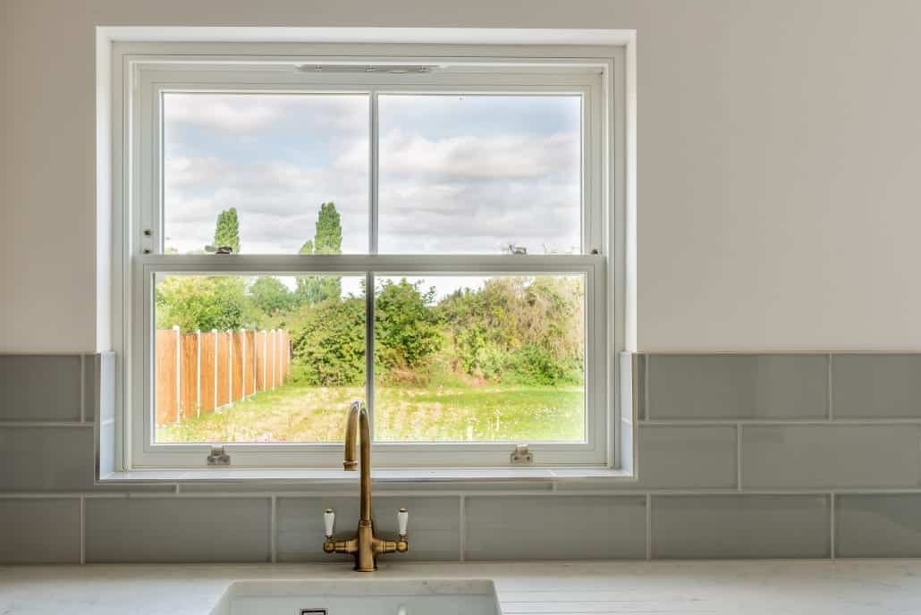 Bereco timber windows and door onto walled garden, Dedham Essex
