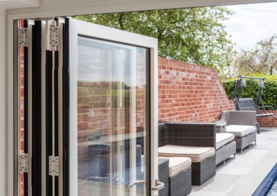 aluminium bifold doors opened