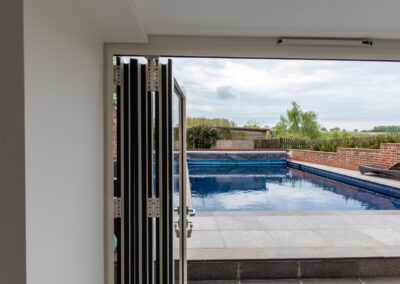 aluminium bifold doors opened